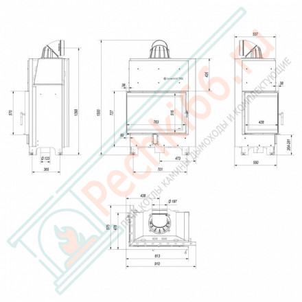Стальная топка MBA/L/BS/SG, гнутое стекло (Kratki)