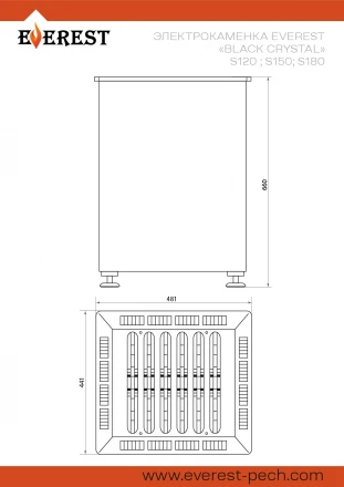 Электрокаменка EVEREST «Black Crystal» S150, 15 кВт