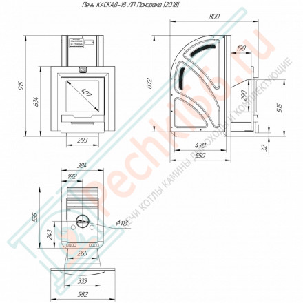 Печь для бани Каскад-18 ЛП Панорама (2018) (Теплодар)