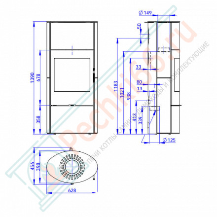 Печь-камин Ovalis Akum керамика (Romotop)