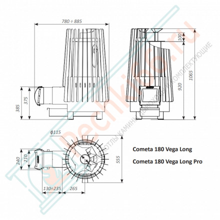 Банная печь Cometa 180 Vega Long, Stone (Grill’D)