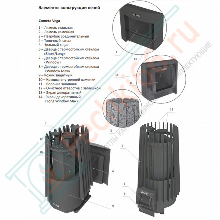 Печь для бани Cometa Vega 180 Short Window Max Stone Pro (Grill’D)