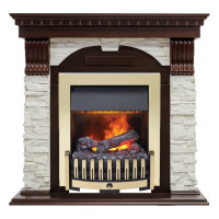 Электрокаминокомплект Dublin - Темный дуб / Сланец белый с очагом Danville Brass FB2
