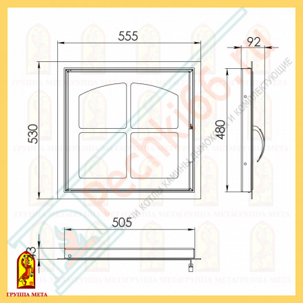 Дверка для камина ДК555-1К (Мета)