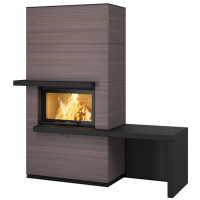 Печь-камин i31T песчаник, скамья и полки - черный гранит (Contura)