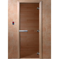 Дверь стеклянная для бани, бронза прозрачная, 1800х800 (DoorWood)