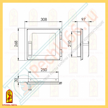 Дверка для камина ДП-308-1С (Мета)