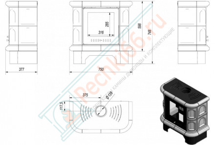 Изразцовая печь-камин WK440, крем (Kratki)