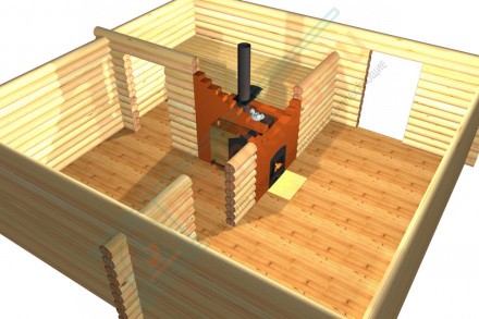 Печь для бани № 05 МИНИ, под обкладку, с баком 51 л (Тройка)