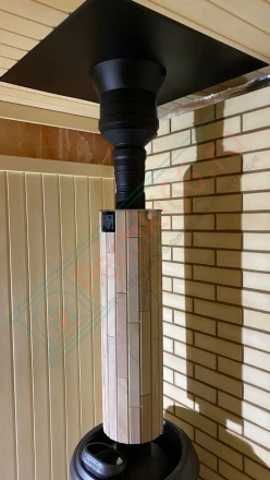 Печь банная ProMetall Атмосфера L, в ламелях "Окаменевшее дерево" под ключ (монтаж 04.2023)