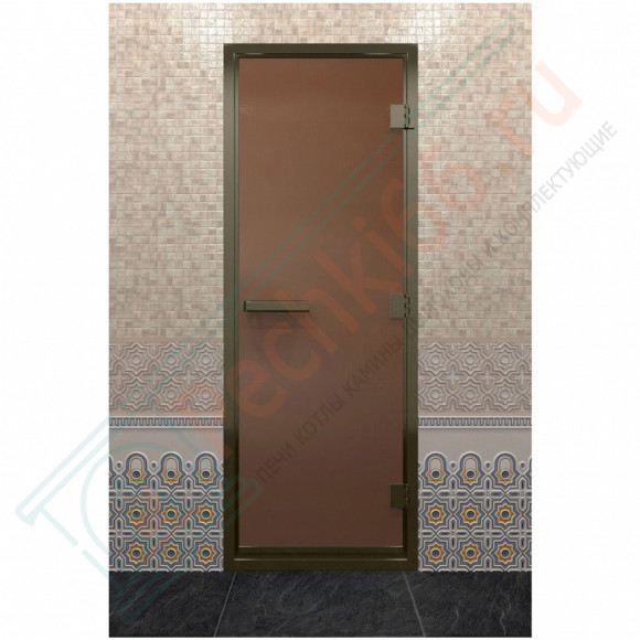 Дверь для хамама в бронзовом профиле, бронза матовая 200x70 (DoorWood) в Кургане