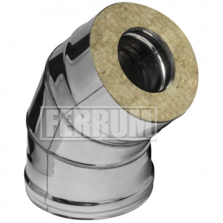 Сэндвич колено 45° (НЕРЖ-430/0,8-НЕРЖ-430/0,5) d-120/200 (Ferrum HF)