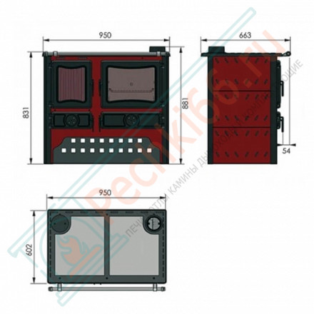 Печь-плита GULIVER STONE левая (Guca) до 200 м3