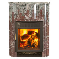 Портал для печи (Мини или Оптима) серии 'Ламель' - Жадеит + Россо Леванте (Feringer)