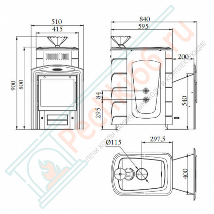 Печь для бани Гейзер 2014 Carbon Витра ЗК ТО антрацит (T.M.F) до 18 м3