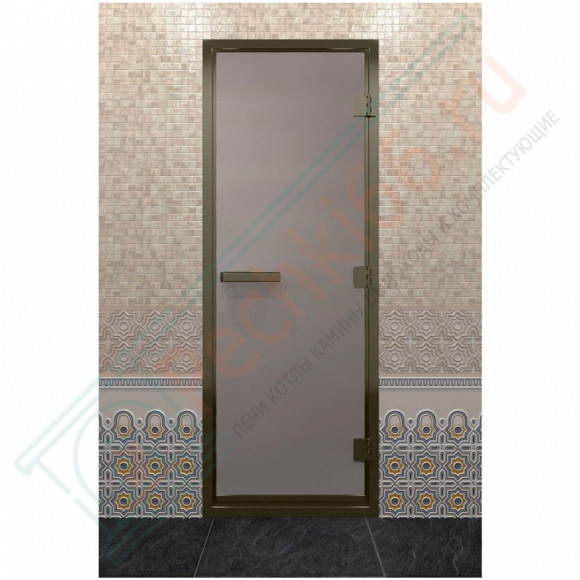 Дверь для хамама в бронзовом профиле, сатин 190x80 (DoorWood) в Кургане