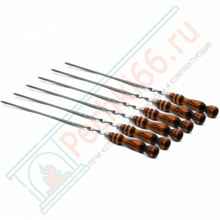 Шампур с деревянной ручкой, нерж. сталь (450х12х3 мм)