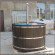 Японская баня Фурако круглая с пластиковой вставкой с внутренней печкой 150х150х120 (НКЗ) в Кургане