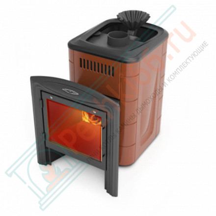Печь для бани Гейзер Мини 2016 Carbon Витра ЗК терракота (T.M.F) до 12 м3