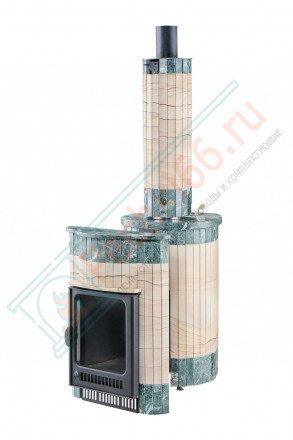 Дровяная банная печь Ферингер ОПТИМА "Окаменевшее дерево перенесённый рисунок + Змеевик" до 28 м³