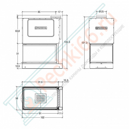 Стальная топка MA 272 SL (Piazzetta) 12 кВт