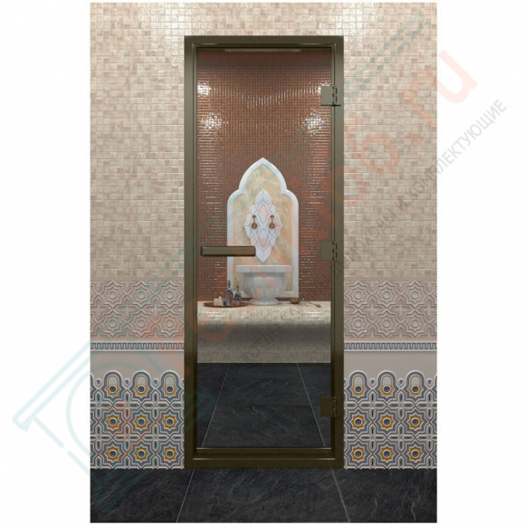 Стеклянная дверь DoorWood «Хамам Прозрачная» в бронзовом профиле 1900х800 (по коробке) в Кургане