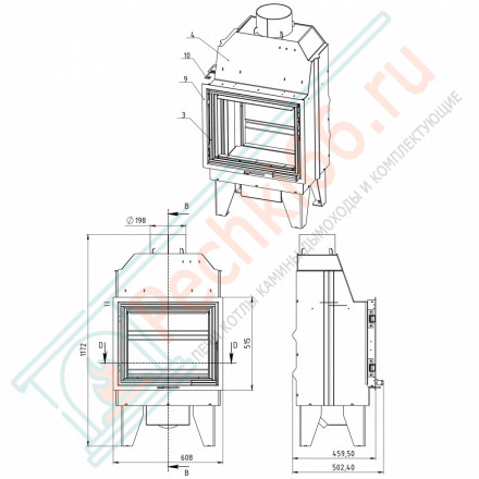 Каминная топка Аврора М (Мета-Бел) 10 кВт