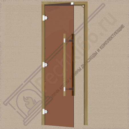 Дверь стеклянная для бани и сауны, бронза, коробка кедр, ручка с металлической вставкой 1900х700 (Sawo) 741-3SGD в Кургане