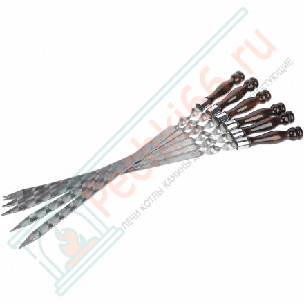 Набор широких шампуров для люля кебаб L=40 см, с деревянной ручкой, 6 шт