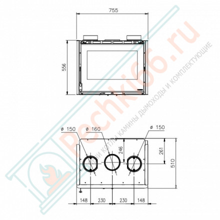 Каминная топка INSERTO 70 CRYSTAL ANGOLO, стекло слева (La Nordica)