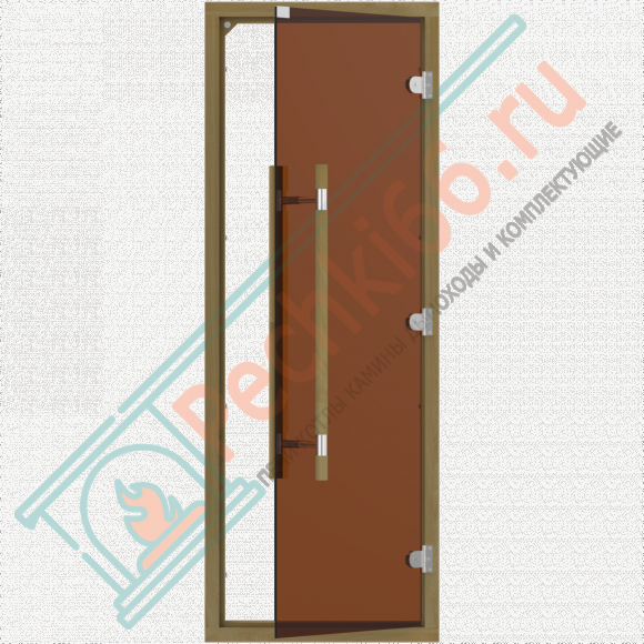 Дверь стеклянная для бани и сауны, бронза с порогом, коробка кедр, ручка с металлической вставкой 1900х700 (Sawo) 741-4SGD в Кургане