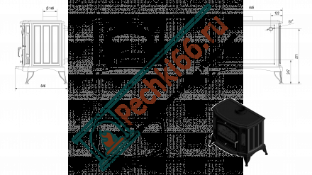 Чугунная печь-камин KOZA K9 W с водяным контуром (Kratki)