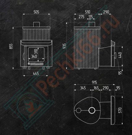 Дровяная банная печь Ферингер Малютка ПФ "Окаменевшее дерево перенесённый рисунок+Жадеит" до 18 м³