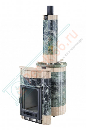 Дровяная банная печь Ферингер Малютка "Жадеит перенесённый рисунок + Окаменевшее дерево" до 18 м³