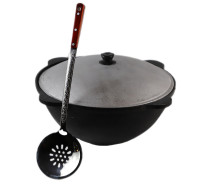 Узбекский чугунный казан плоское дно 4.5 л. (Наманган DAVR METALL)