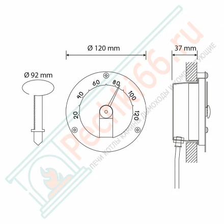 Термометр для сауны Cariitti белый, нерж. сталь, требуется 1 оптоволокно D=2-4 мм