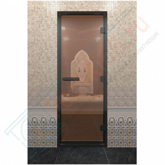 Дверь для хамама в черном профиле, бронза 1900x800 мм (DoorWood) в Кургане