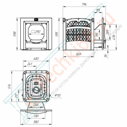 Печь для бани Былина-сетка 12 Ч Панорама (Теплодар)