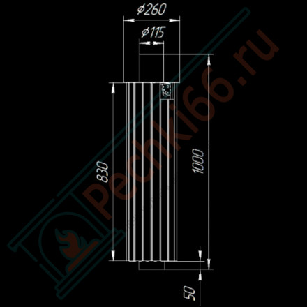 Дымоход - экономайзер Россо Леванте наборный, d-115, L=1000 мм (Feringer)