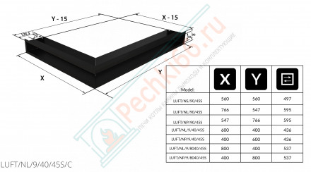 Каминная решетка угловая Luft 60X40X9 графит (Kratki)