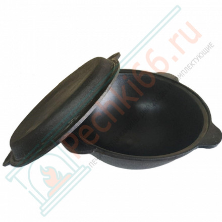 Узбекский казан с крышкой сковородой, плоское дно 10 л. (Наманган DAVR METALL)