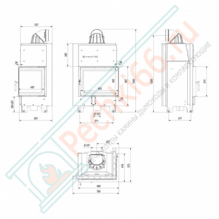 Стальная топка MBZ/P/BS/SG, гнутое стекло (Kratki)