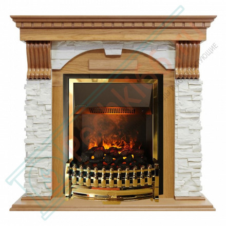 Электрокаминокомплект Dublin - Дуб / Сланец белый с очагом Atherton