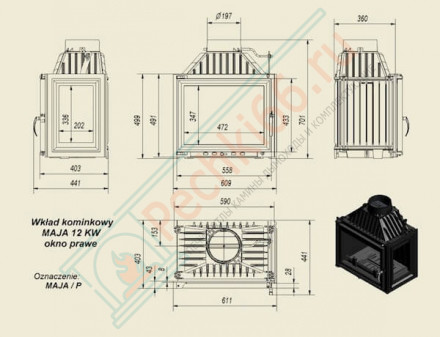 Чугунная топка Maja 8 right (Kratki)