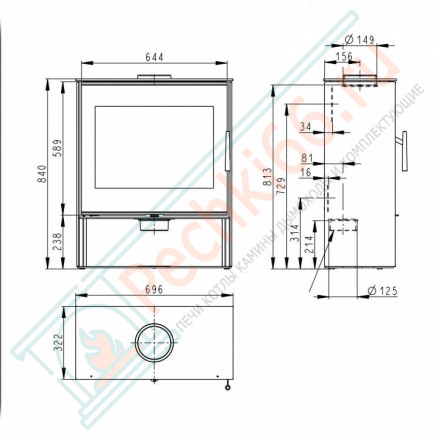 Печь-камин Aledo металл (Romotop)
