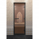 Дверь для хамама в черном профиле, бронза 2000x800 мм (DoorWood) Дверь для хамама в черном профиле, бронза 2000x800 мм (DoorWood)