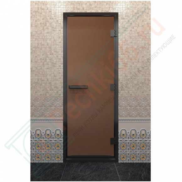 Дверь для хамама в черном профиле, бронза матовая 2000x800 мм (DoorWood) в Кургане