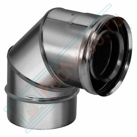 Отвод коаксиальный 90° (AISI-321/0,5-AISI-304/0,5) d-80/130 (Вулкан)