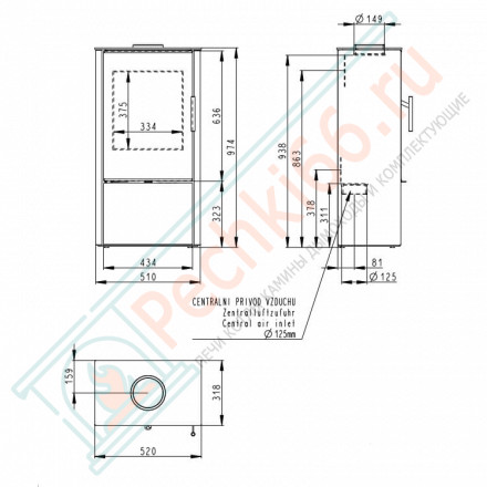 Печь-камин Laredo F металл (Romotop)