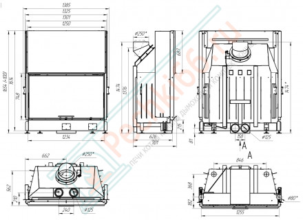 Каминная топка Вега 1200 принтинг подовое горение (Экокамин)